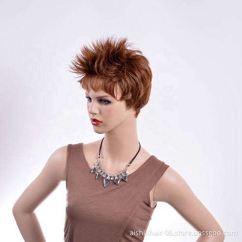 Aishili synthetic wigs hair light brown  short natural straight hair wigs wholesale synthetic fiber for women